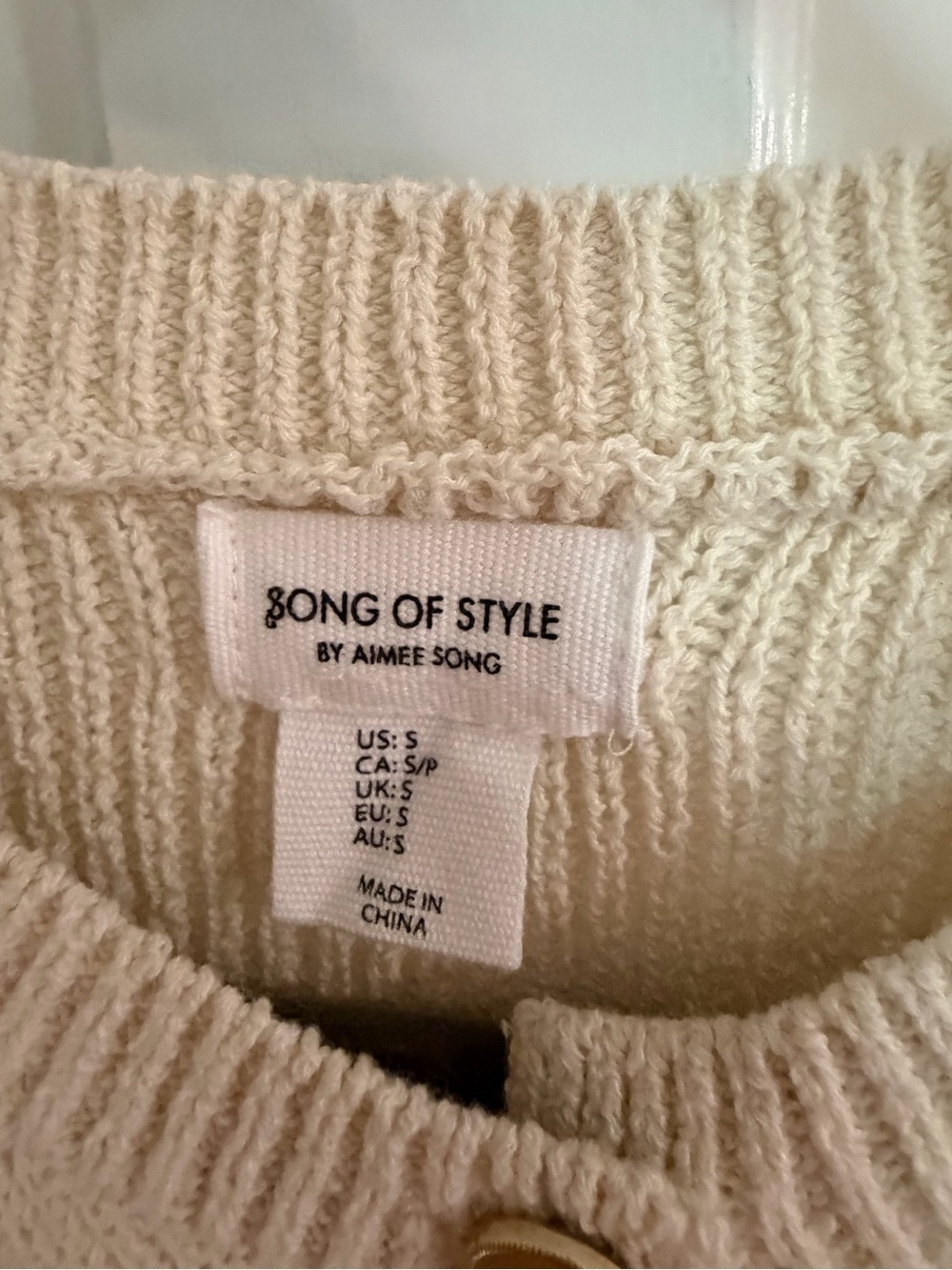 Song of Style Cream Knit Button Vest with Gold Buttons - Picture 2 of 4